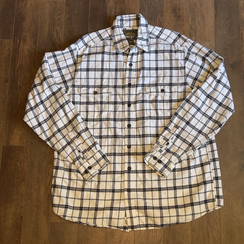 Eddie Bauer Sport Shop Men's XL Tall Flannel Shirt Plaid Work Casual Black/White